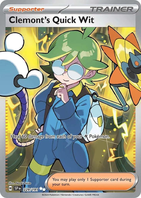 Image for Clemont's Quick Wit (229/191) (SV08: Surging Sparks) - Pokemon