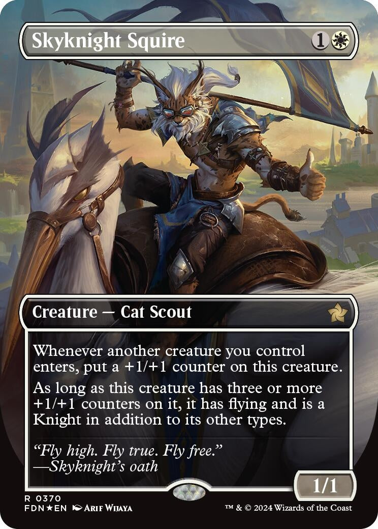 Image for Skyknight Squire (Borderless) (Mana Foil) (370) (Foil) (Foundations) - Magic: The Gathering