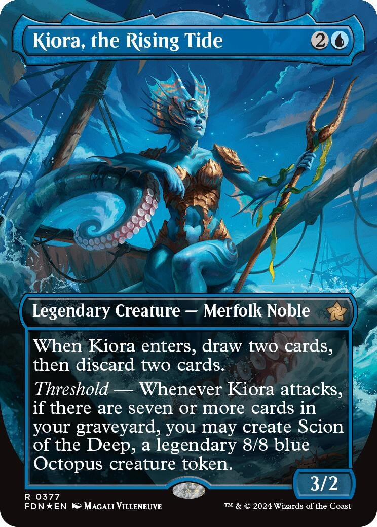 Image for Kiora, the Rising Tide (Borderless) (Mana Foil) (377) (Foil) (Foundations) - Magic: The Gathering