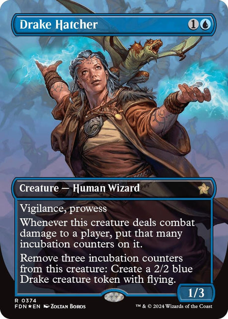 Image for Drake Hatcher (Borderless) (Mana Foil) (374) (Foil) (Foundations) - Magic: The Gathering