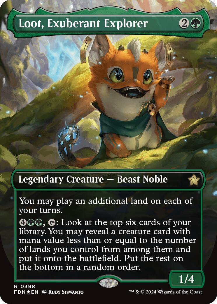 Image for Loot, Exuberant Explorer (Borderless) (Mana Foil) (398) (Foil) (Foundations) - Magic: The Gathering
