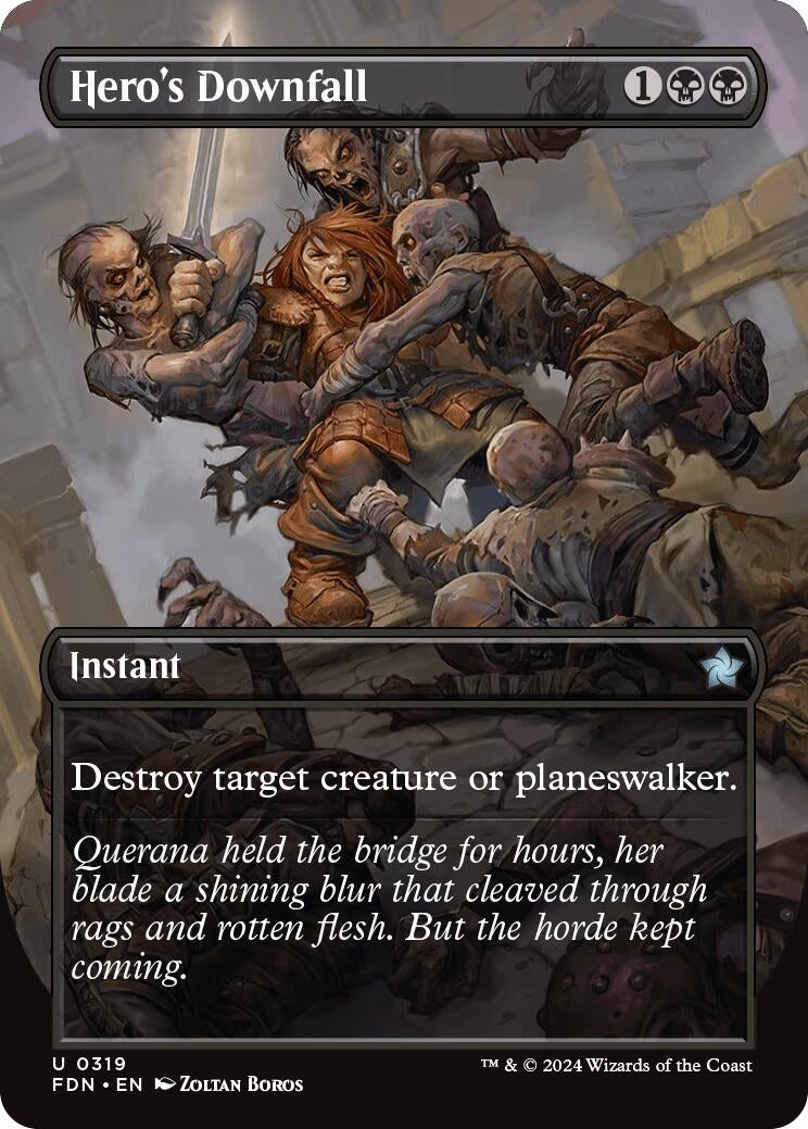 Image for Hero's Downfall (Borderless) (319) (Foil) (Foundations) - Magic: The Gathering