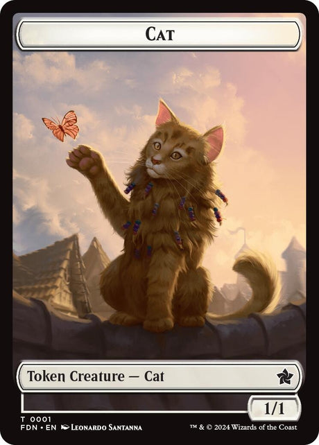 Image for Cat (0001) // Cat (0002) Doubled-Sided Token (1 // 2) (Foil) (Foundations) - Magic: The Gathering