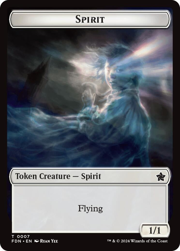 Image for Spirit // Cat (0001) Doubled-Sided Token (1 // 7) (Foil) (Foundations) - Magic: The Gathering