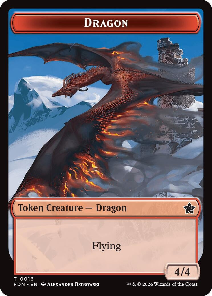 Image for Dragon (0016) // Dragon (0017) Doubled-Sided Token (16 // 17) (Foil) (Foundations) - Magic: The Gathering