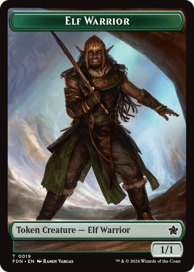 Image for Elf Warrior // Cat (001) Doubled-Sided Token (19 // 1) (Foil) (Foundations) - Magic: The Gathering