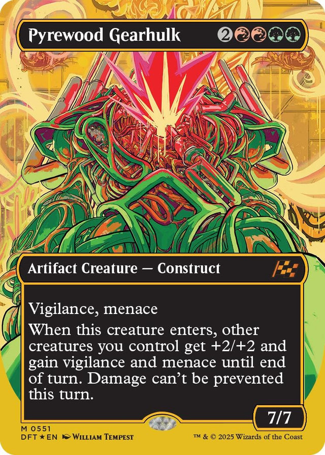 Image for Pyrewood Gearhulk (Borderless) (First-Place Foil) (551) (Foil) (Aetherdrift) (DFT) - Magic: The Gathering