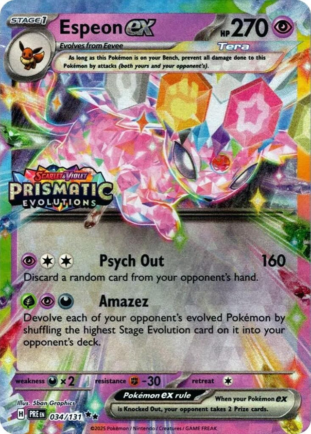 Image for Espeon ex - 034/131 (Prismatic Evolutions Stamp) (034/131) (Miscellaneous Cards & Products) - Pokemon