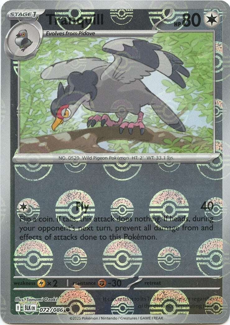 Tranquill (Poke Ball Pattern) (072/086) (SV: Black Bolt)