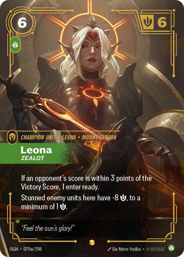 Image for Leona - Zealot (Alternate Art) (079a/298) (Origins) - Riftbound: League of Legends Trading Card Game