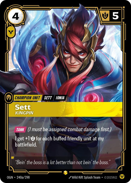 Image for Sett - Kingpin (Alternate Art) (240a/298) (Origins) - Riftbound: League of Legends Trading Card Game