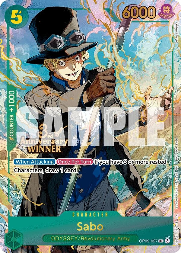 Image for Sabo - OP09-027 (3rd Anniversary Winner) (OP09-027) (Foil) (One Piece Promotion Cards) - One Piece Card Game