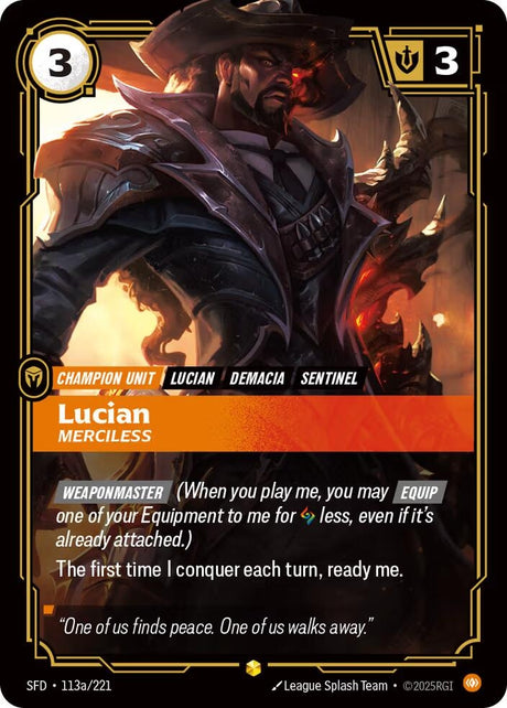 Image for Lucian - Merciless (Alternate Art) (113a/221) (Foil) (Spiritforged) - Riftbound: League of Legends Trading Card Game