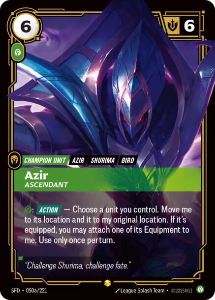 Image for Azir - Ascendant (Alternate Art) (050a/221) (Foil) (Spiritforged) - Riftbound: League of Legends Trading Card Game