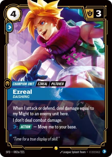 Image for Ezreal - Dashing (Alternate Art) (082a/221) (Foil) (Spiritforged) - Riftbound: League of Legends Trading Card Game