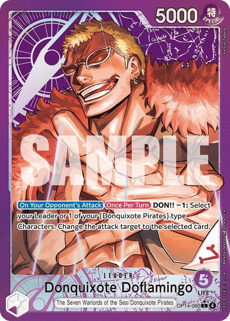 Image for Donquixote Doflamingo - OP14-060 (Alternate Art) (OP14-060) (Foil) (The Azure Sea's Seven) - One Piece Card Game