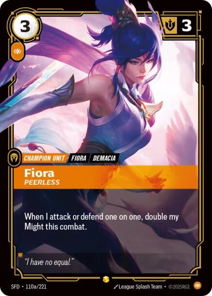 Image for Fiora - Peerless (Alternate Art) (110a/221) (Foil) (Spiritforged) - Riftbound: League of Legends Trading Card Game