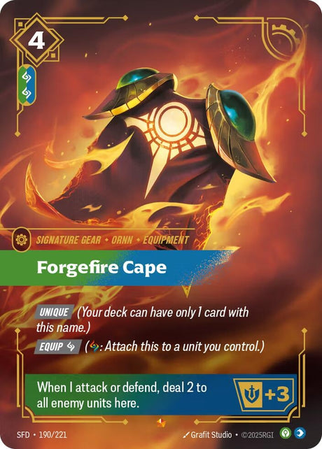 Image for Forgefire Cape (190/221) (Foil) (Spiritforged) - Riftbound: League of Legends Trading Card Game