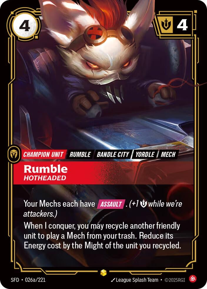 Image for Rumble - Hotheaded (Alternate Art) (026a/221) (Foil) (Spiritforged) - Riftbound: League of Legends Trading Card Game