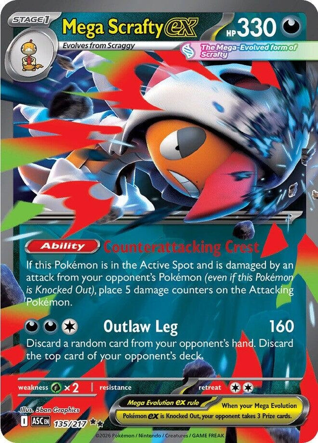 Image for Mega Scrafty ex (135/217) (Holofoil) (ME: Ascended Heroes) - Pokemon