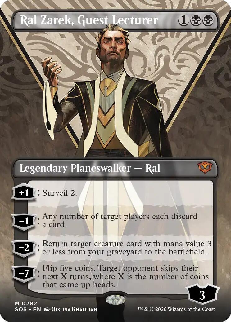 Image for Ral Zarek, Guest Lecturer (Borderless) (282) (Foil) (Secrets of Strixhaven) - Magic: The Gathering