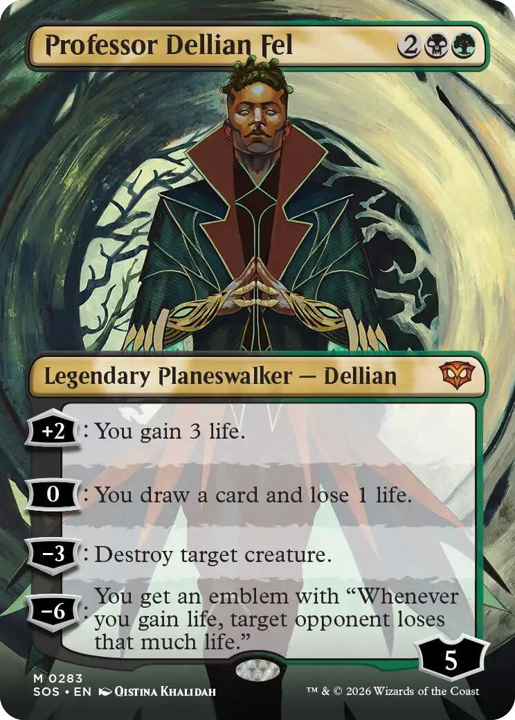 Image for Professor Dellian Fel (Borderless) (283) (Foil) (Secrets of Strixhaven) - Magic: The Gathering