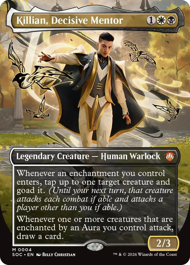 Image for Killian, Decisive Mentor (Borderless) (4) (Foil) (Commander: Secrets of Strixhaven) - Magic: The Gathering