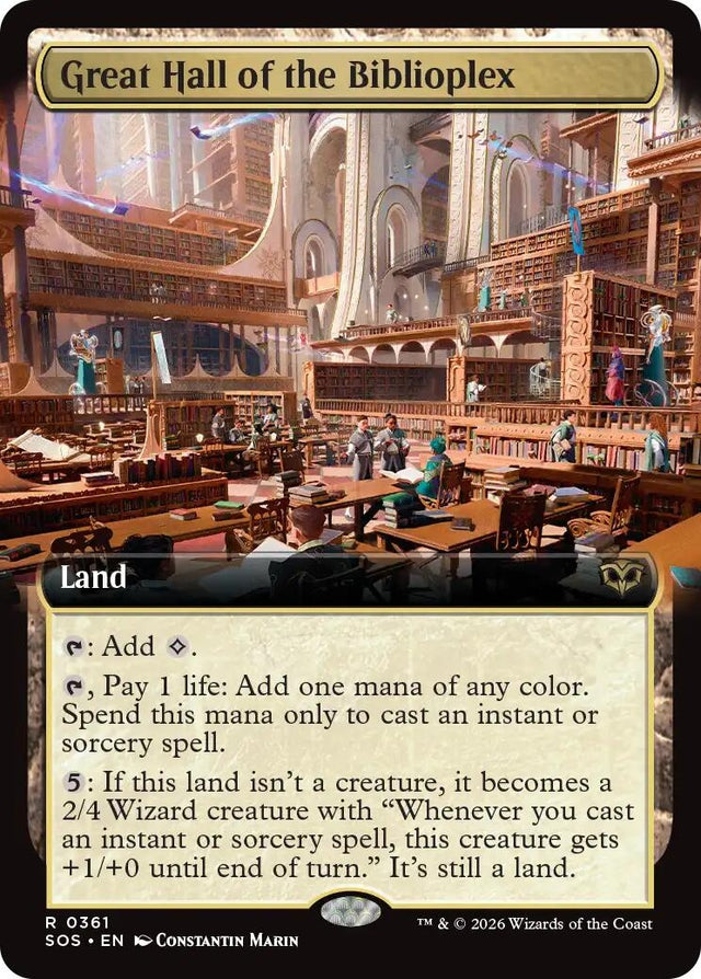 Image for Great Hall of the Biblioplex (Extended Art) (361) (Foil) (Secrets of Strixhaven) - Magic: The Gathering