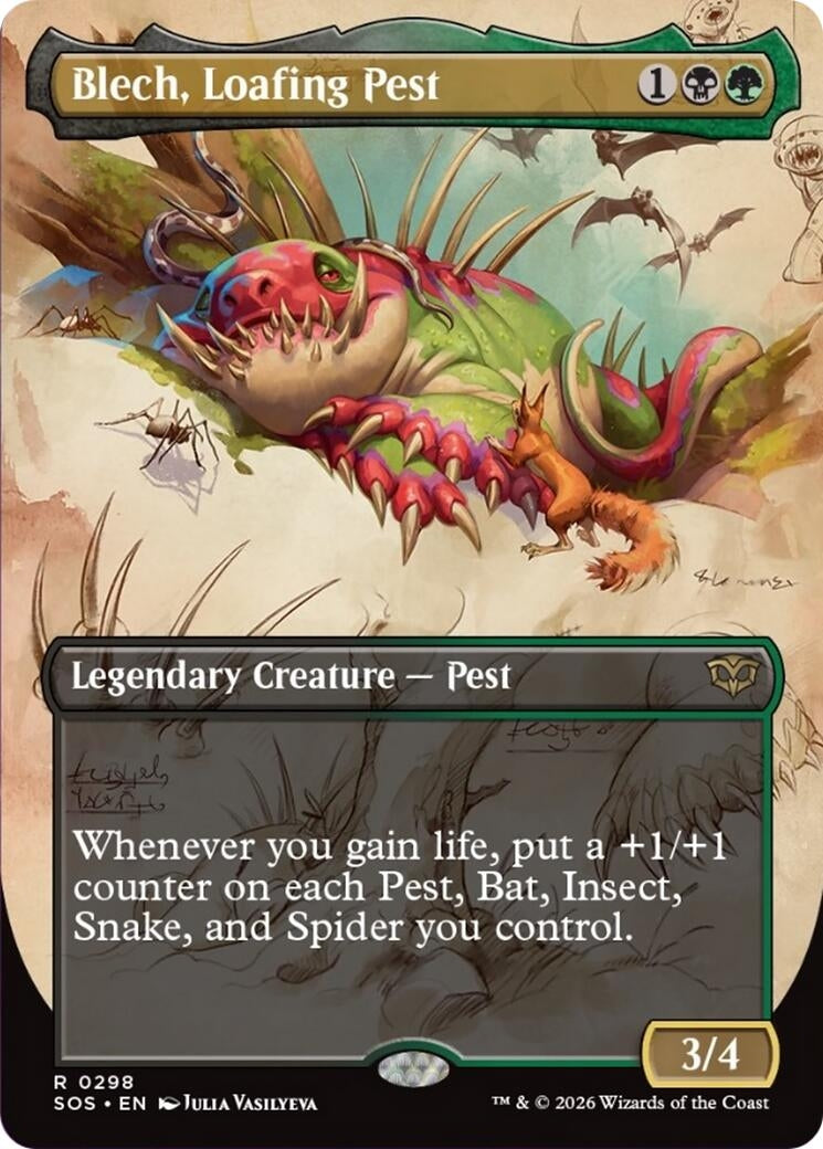 Image for Blech, Loafing Pest (Borderless) (298) (Foil) (Secrets of Strixhaven) - Magic: The Gathering