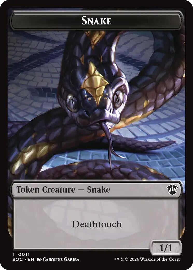 Image for Snake // Zombie Double-Sided Token (11 // 12) (Foil) (Commander: Secrets of Strixhaven) - Magic: The Gathering
