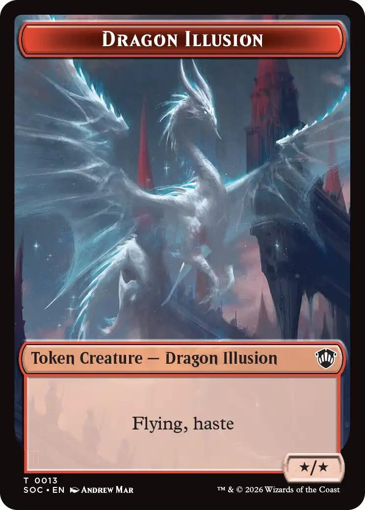 Image for Dragon Illusion // Elemental (0002) Double-Sided Token (13 // 2) (Foil) (Commander: Secrets of Strixhaven) - Magic: The Gathering