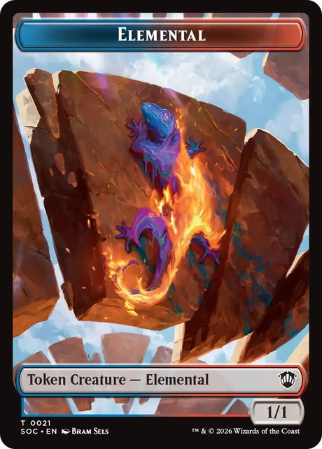 Image for Elemental (0021) // Phyrexian Myr Double-Sided Token (21 // 8) (Commander: Secrets of Strixhaven) - Magic: The Gathering