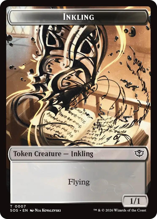Image for Inkling (0007) // Spirit (0011) Double-Sided Token (7 // 11) (Foil) (Secrets of Strixhaven) - Magic: The Gathering