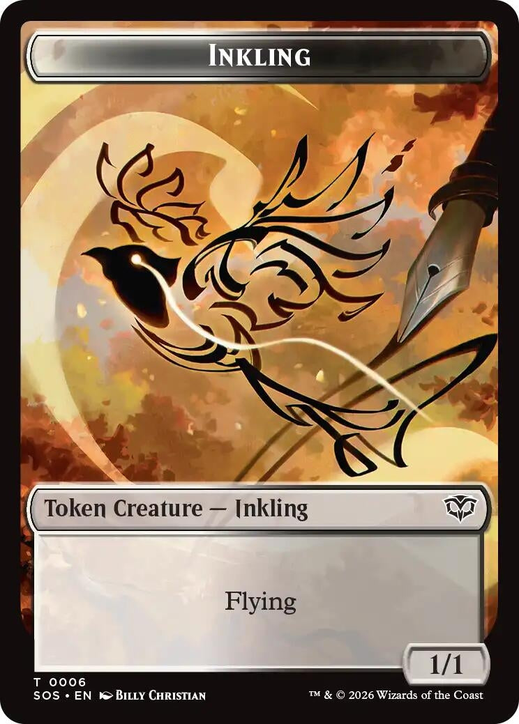 Image for Inkling (0006) // Spirit (0010) Double-Sided Token (6 // 10) (Foil) (Secrets of Strixhaven) - Magic: The Gathering
