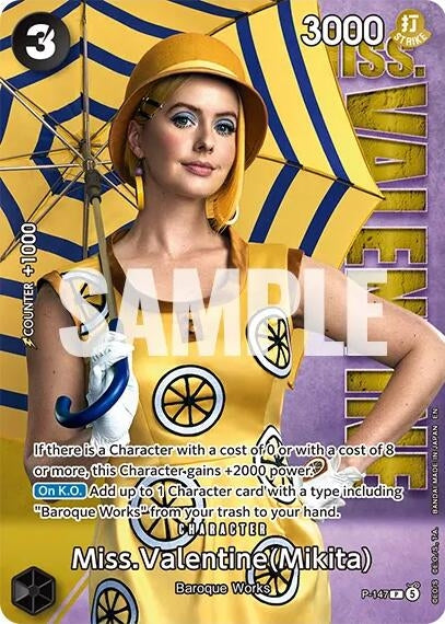 Image for Miss.Valentine (Mikita) - P-147 (Premium Card Collection -Live Action Edition Vol.2 Baroque Works-) (P-147) (Foil) (One Piece Promotion Cards) (OP-PR) - One Piece Card Game