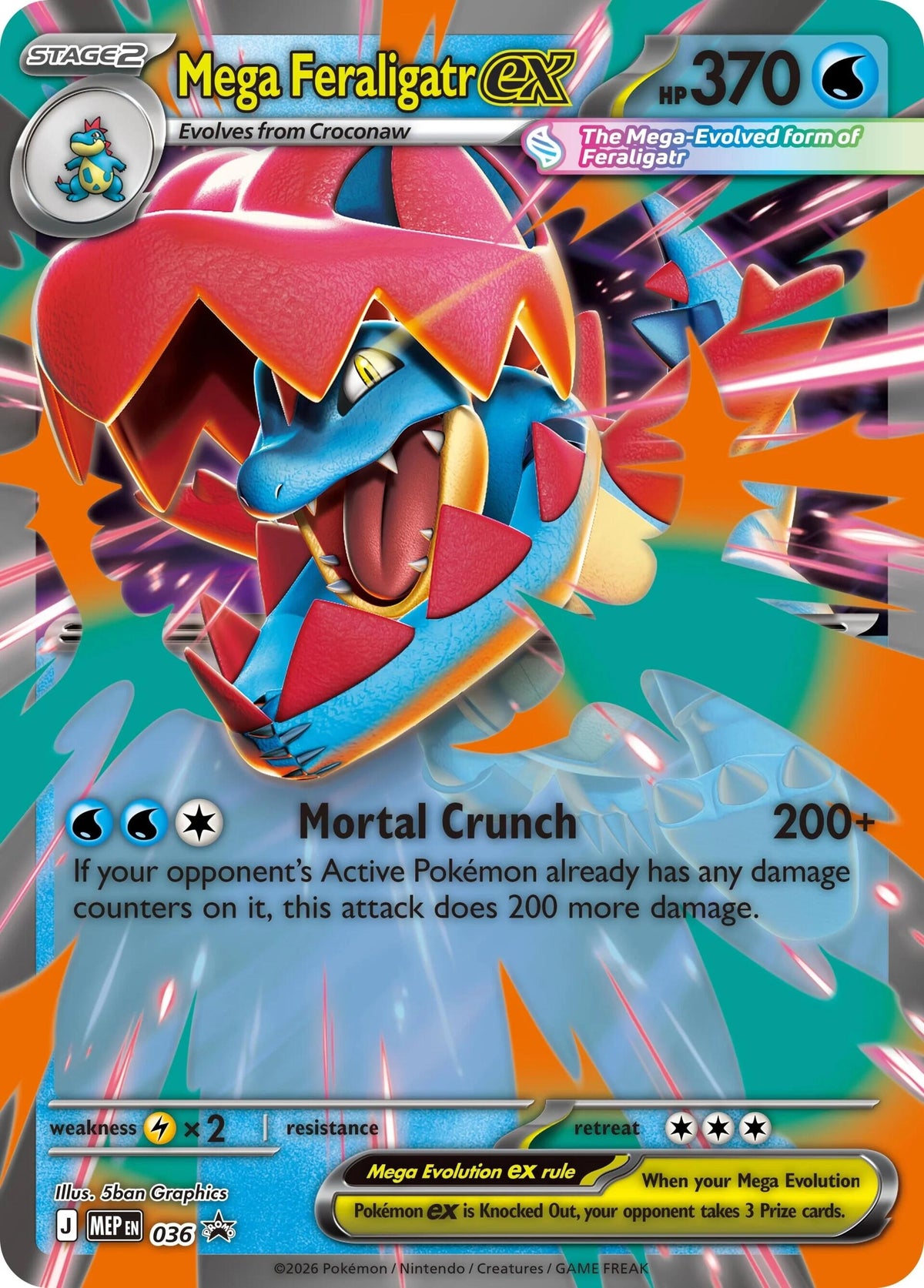 Image for Mega Feraligatr ex (036) (Holofoil) (Jumbo Cards) - Pokemon