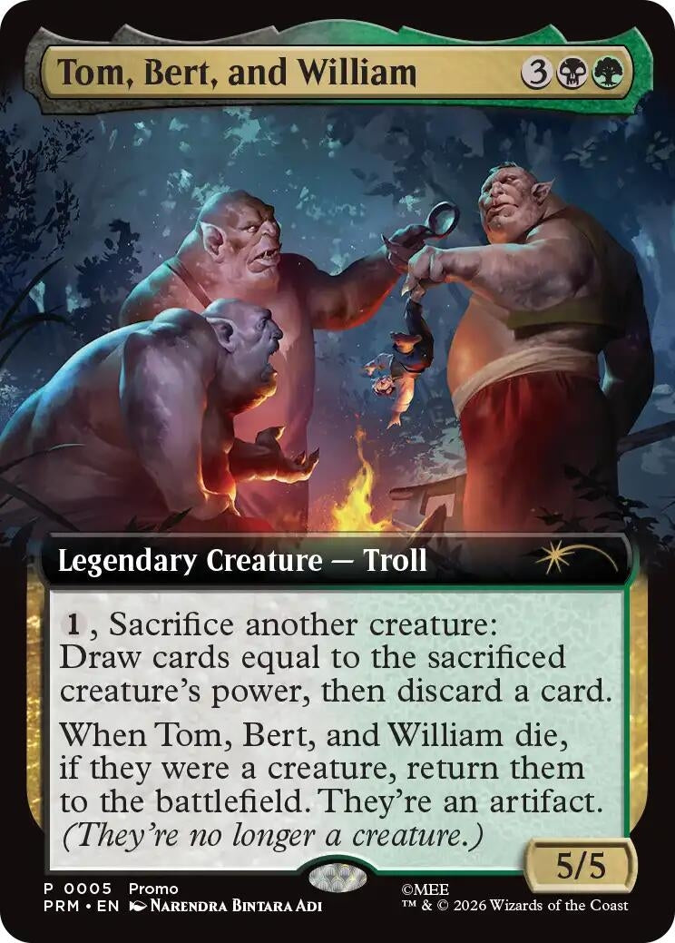 Image for Tom, Bert, and William (Extended Art) (5) (Foil) (Unique and Miscellaneous Promos) (UMP) - Magic: The Gathering