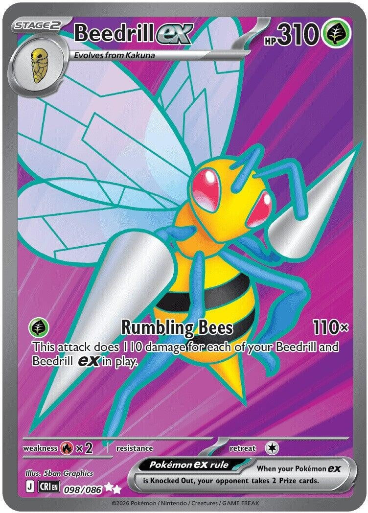 Beedrill ex (098/086) (Holofoil) (ME04: Chaos Rising)