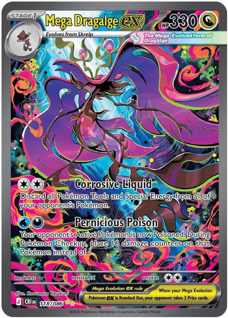 Mega Dragalge ex (118/086) (Holofoil) (ME04: Chaos Rising)