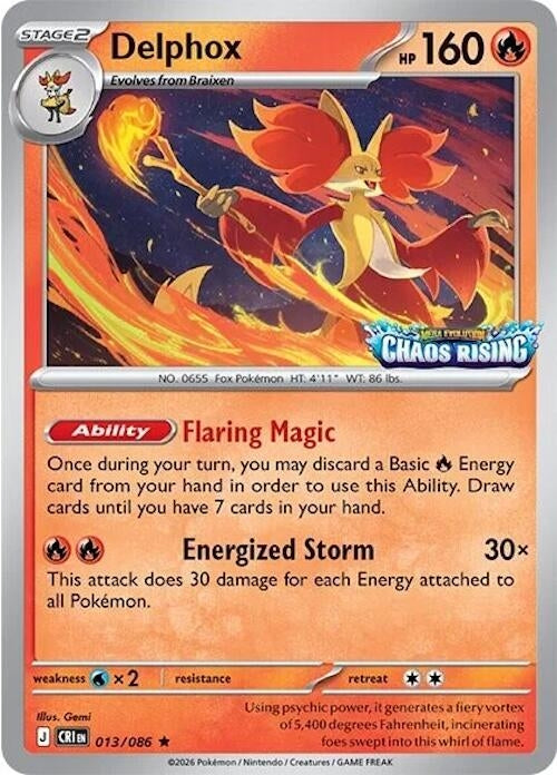 Delphox - 013/086 (Chaos Rising Stamped) (013/086) (Holofoil) (Miscellaneous Cards & Products)