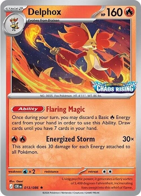 Delphox - 013/086 (Chaos Rising Stamped) (013/086) (Holofoil) (Miscellaneous Cards & Products)