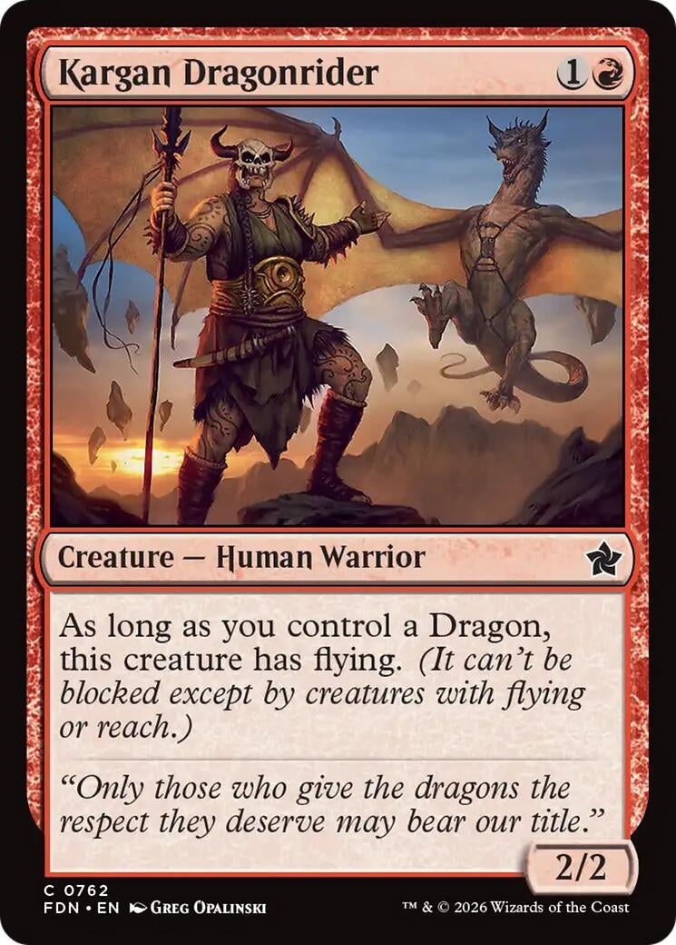 Image for Kargan Dragonrider (0762) (762) (Foundations) - Magic: The Gathering