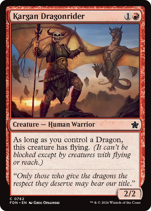 Image for Kargan Dragonrider (0762) (762) (Foundations) - Magic: The Gathering