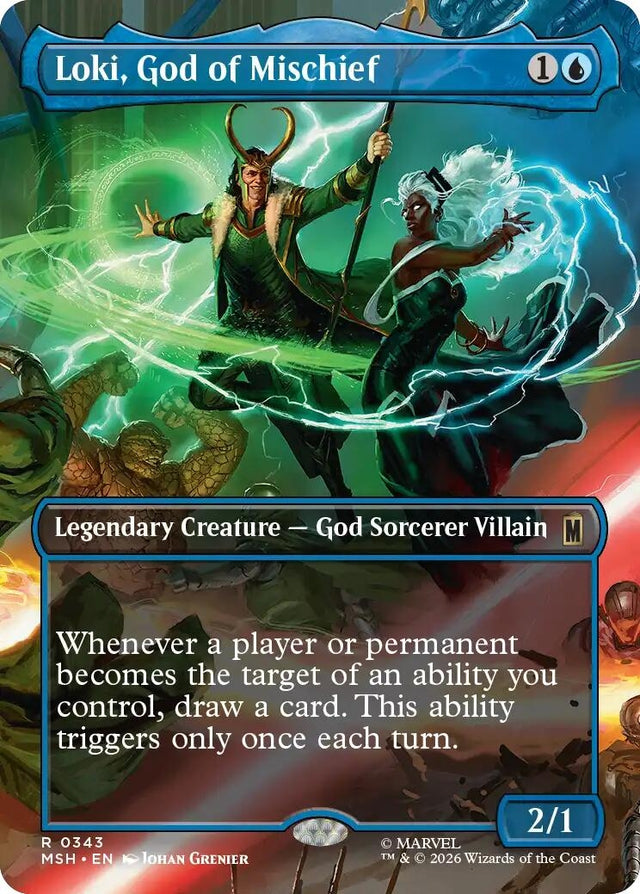 Image for Loki, God of Mischief (Borderless) (343) (Foil) (Marvel Super Heroes) (MSH) - Magic: The Gathering