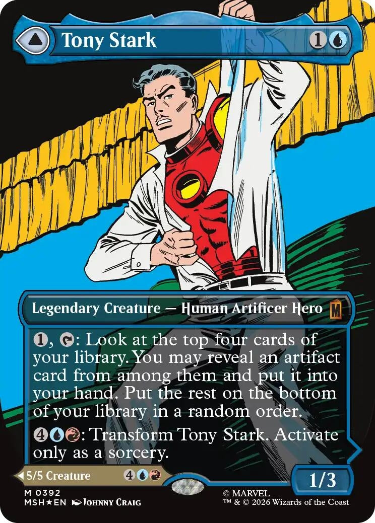Image for Tony Stark (Borderless) (0392) (392) (Foil) (Marvel Super Heroes) (MSH) - Magic: The Gathering