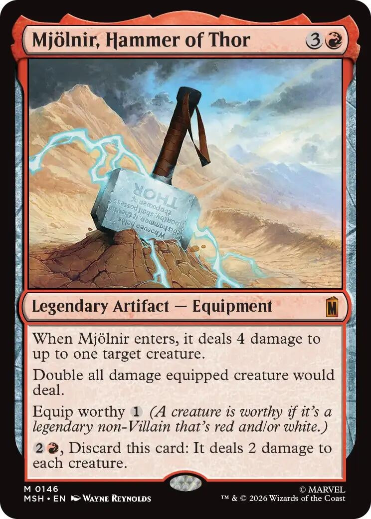 Image for Mjolnir, Hammer of Thor (146) (Foil) (Marvel Super Heroes) (MSH) - Magic: The Gathering