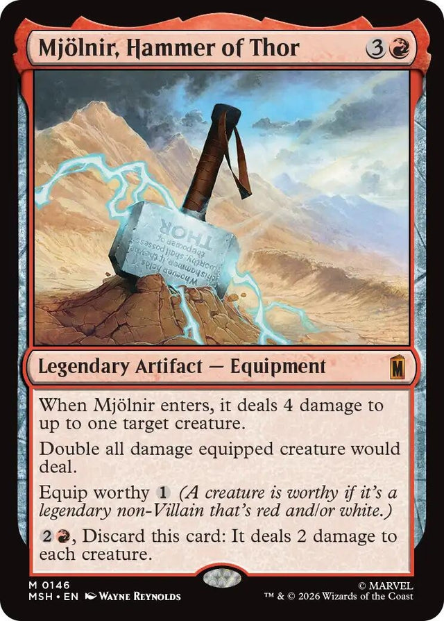 Image for Mjolnir, Hammer of Thor (146) (Foil) (Marvel Super Heroes) (MSH) - Magic: The Gathering