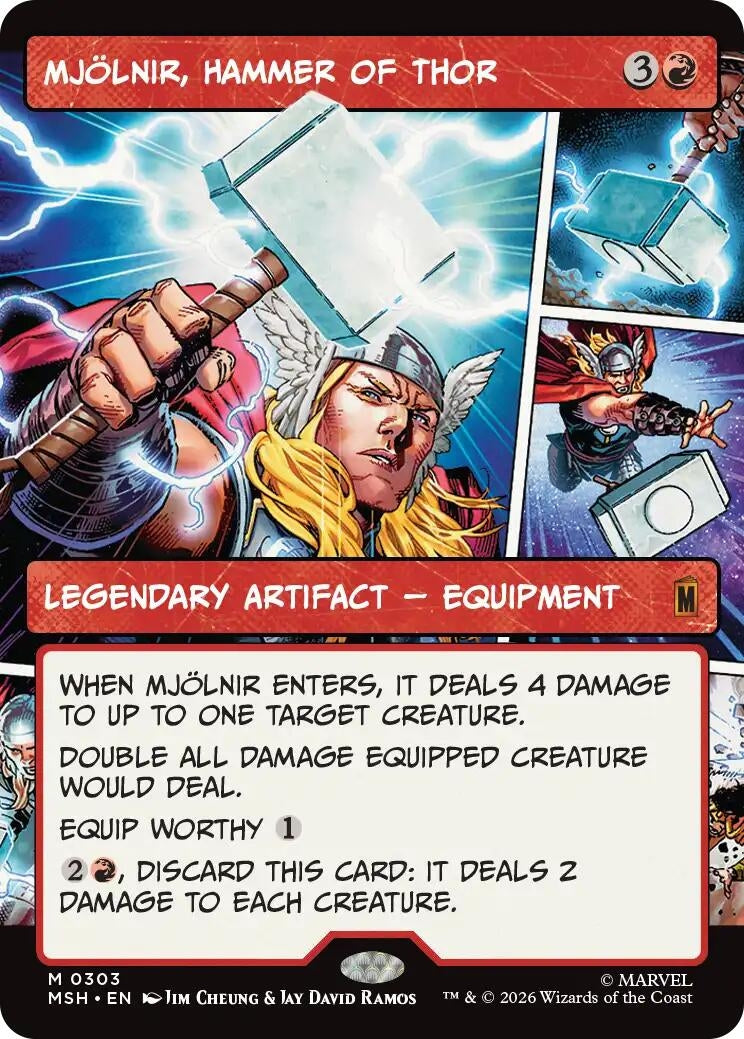 Image for Mjolnir, Hammer of Thor (Borderless) (0303) (303) (Marvel Super Heroes) (MSH) - Magic: The Gathering