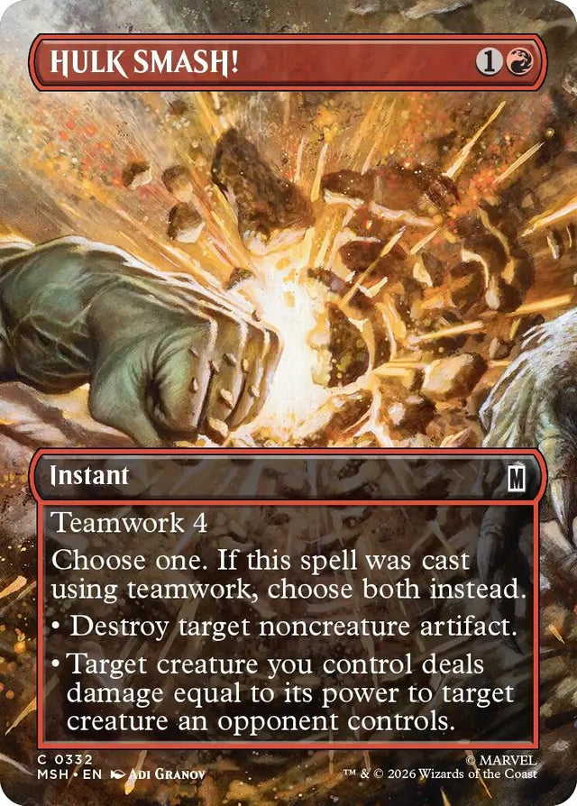 Image for HULK SMASH! (Borderless) (332) (Foil) (Marvel Super Heroes) (MSH) - Magic: The Gathering