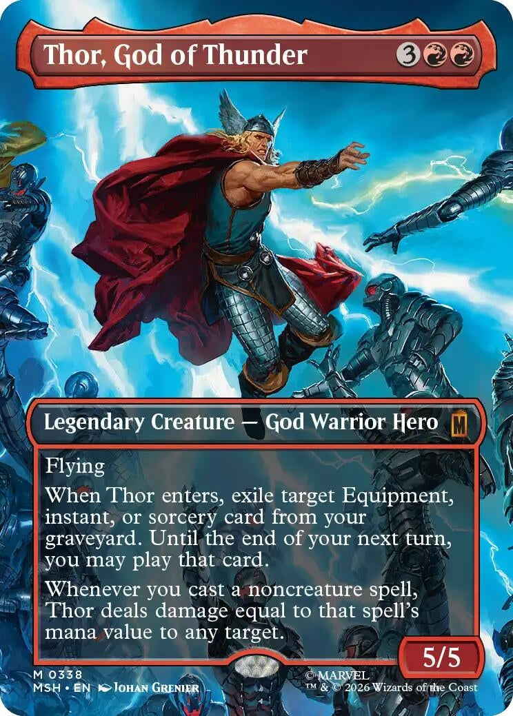 Image for Thor, God of Thunder (Borderless) (0338) (338) (Foil) (Marvel Super Heroes) (MSH) - Magic: The Gathering